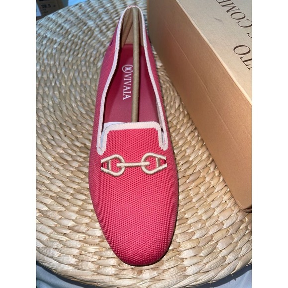 VIVAIA Round-Toe Patterned Loafers. Size EU/41 US/9.5 color RED NEW - Picture 8 of 15